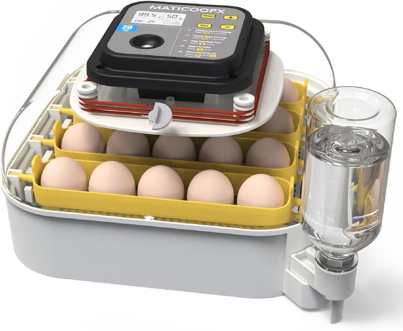 MATICOOPX 20 Egg Incubator with Humidity Display, Egg Candler, Automatic Egg Turner, for Hatching Chickens - Image 1